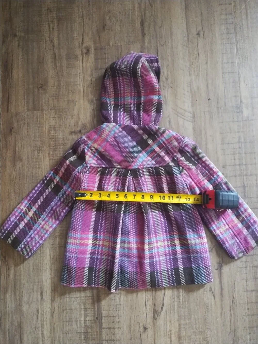 Vintage Y2K Cherokee plaid pea coat girls size 6 pink & purple